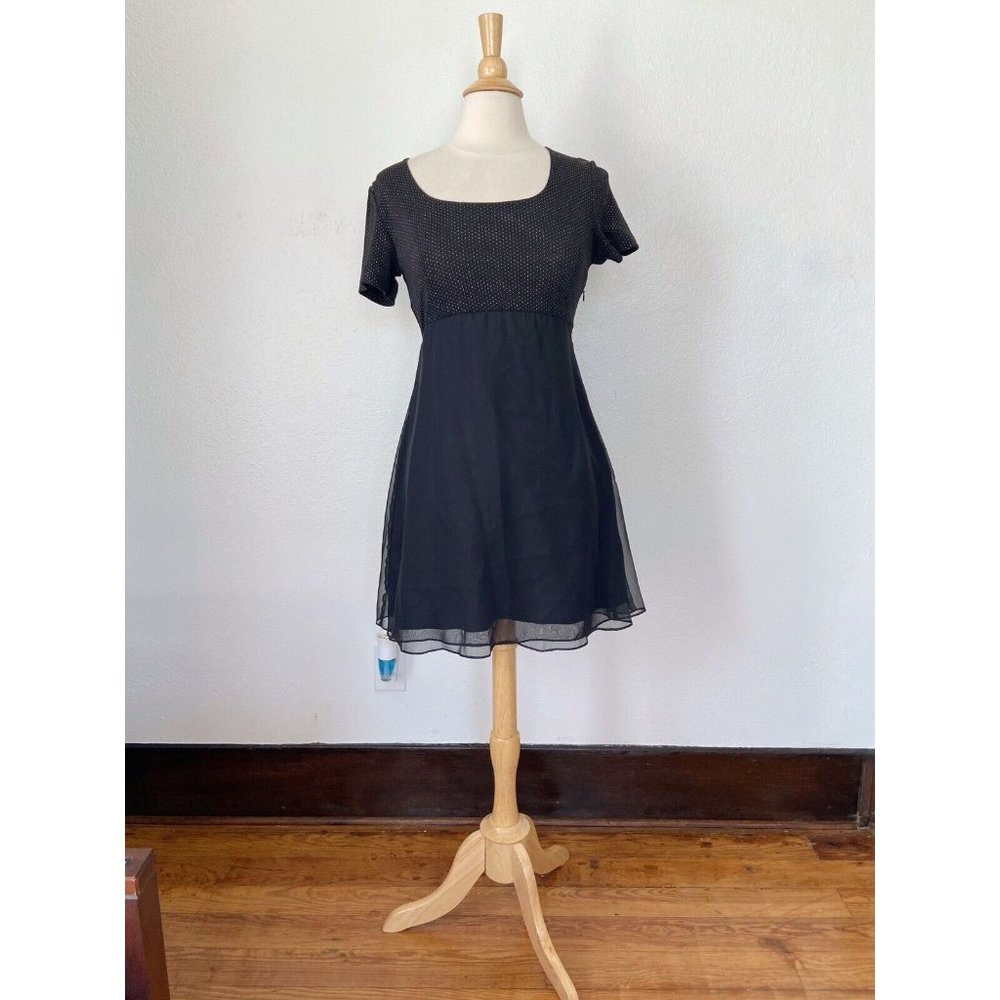 Vintage 90s Rampage Black Sparkle Babydoll Dress